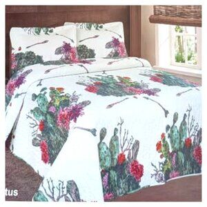 Watercolor Cactus 3 Pc Bedspread Set